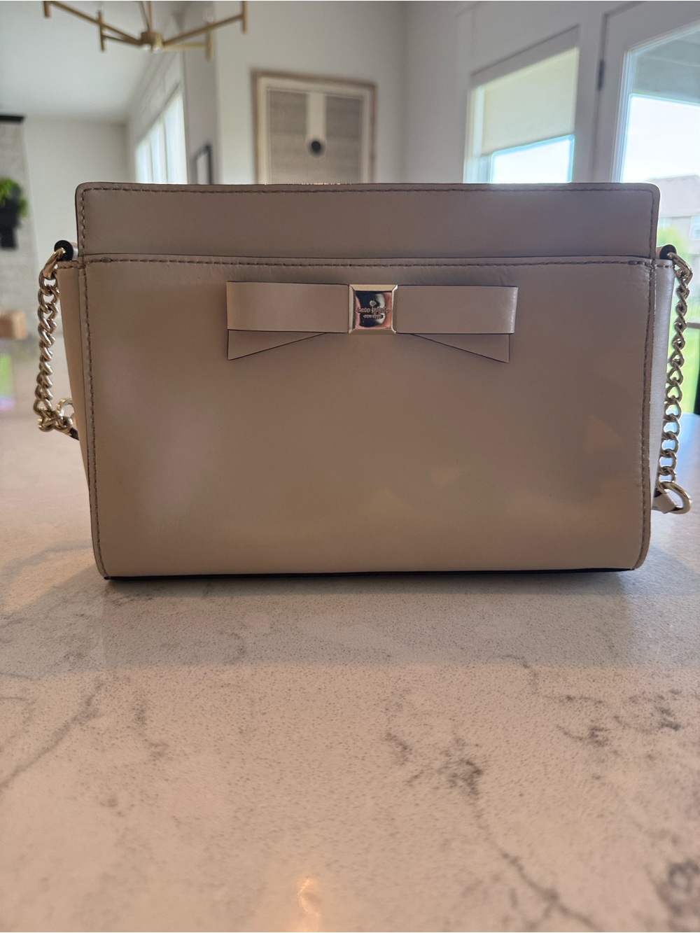 kate spade Cream Bow-Accent Crossbody with Gold Chain